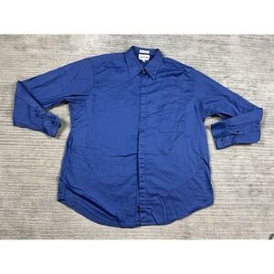 Alfani Dress Shirt Mens 17 34-35 Blue Long SSleeve Button Up SOS Sateen Cotton